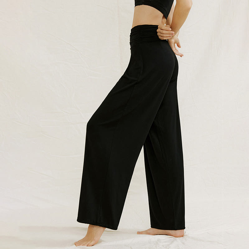 Olivenorma Plain Color Nylon Adjustable Wide-Leg Flow Women's  Yoga Pants - image 16