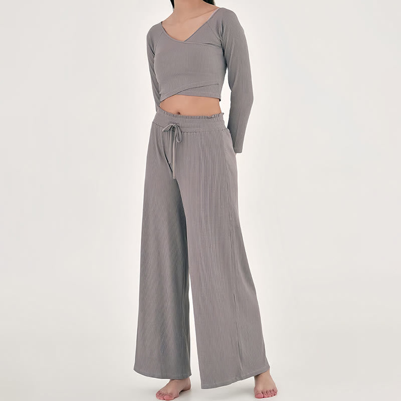 Olivenorma Plain Color Casual High-Waist Relaxed Women's Yoga Pants - image 11