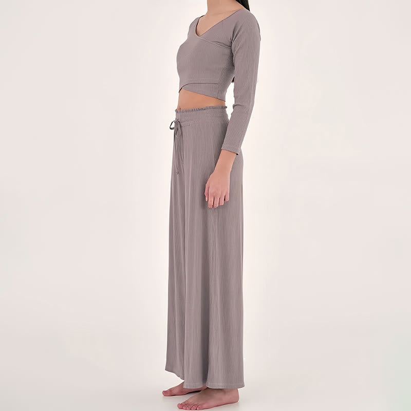 Olivenorma Plain Color Casual High-Waist Relaxed Women's Yoga Pants - image 12