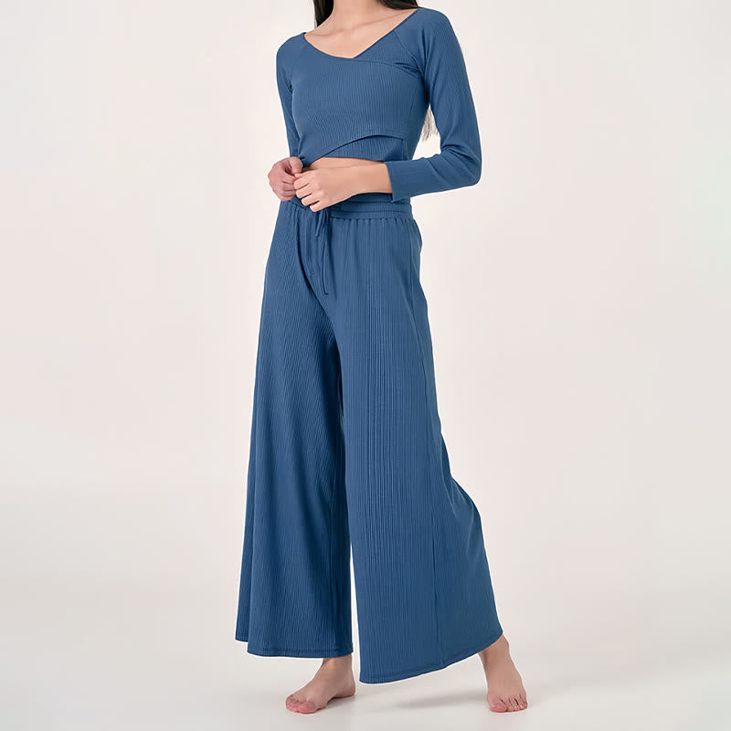 Olivenorma Plain Color Casual High-Waist Relaxed Women's Yoga Pants - image 3