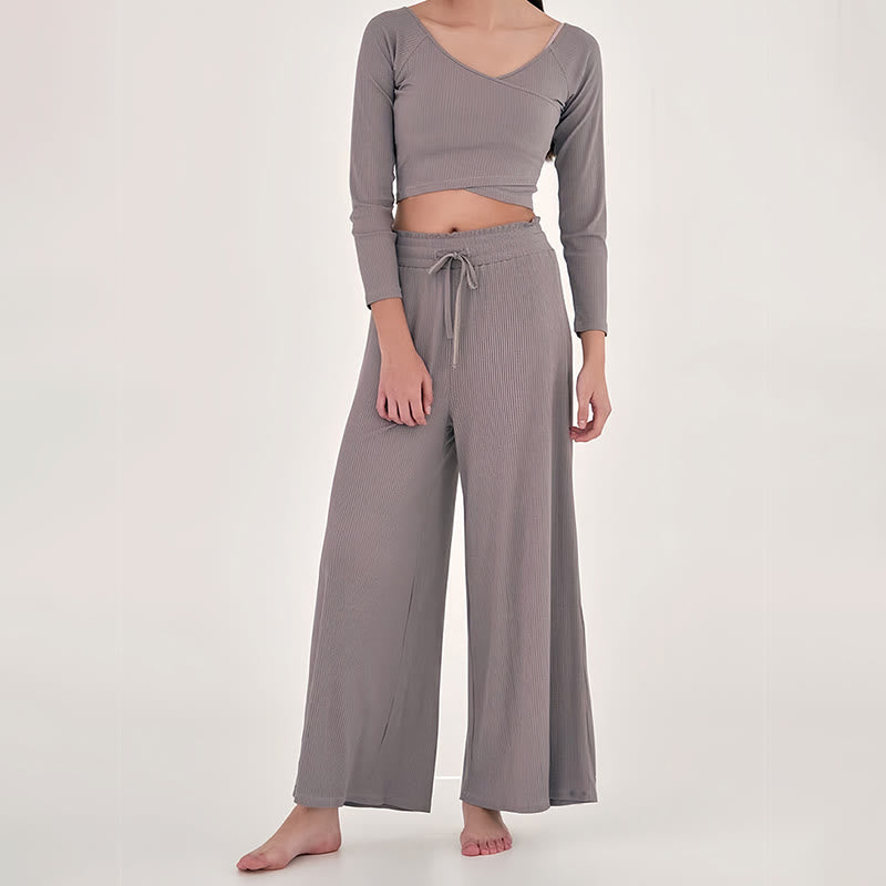 Olivenorma Plain Color Casual High-Waist Relaxed Women's Yoga Pants - image 10