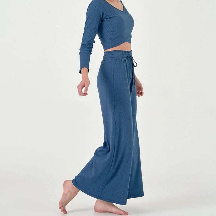 Olivenorma Plain Color Casual High-Waist Relaxed Women's Yoga Pants - image 8