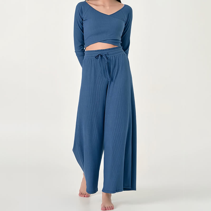 Olivenorma Plain Color Casual High-Waist Relaxed Women's Yoga Pants - image 4