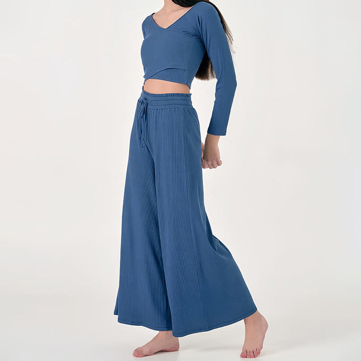 Olivenorma Plain Color Casual High-Waist Relaxed Women's Yoga Pants - image 5