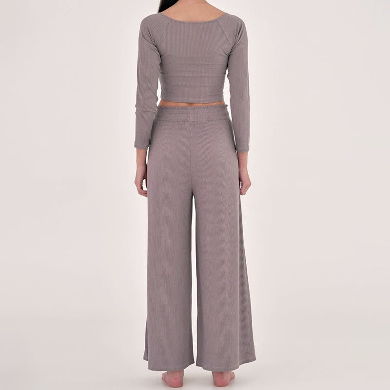 Olivenorma Plain Color Casual High-Waist Relaxed Women's Yoga Pants - image 13