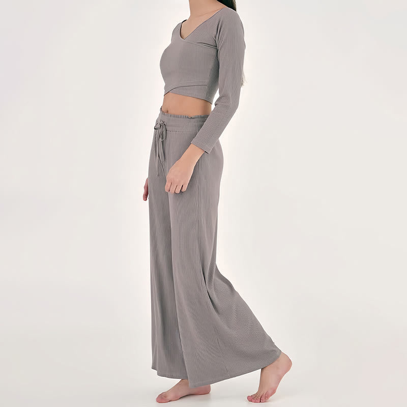 Olivenorma Plain Color Casual High-Waist Relaxed Women's Yoga Pants - image 14