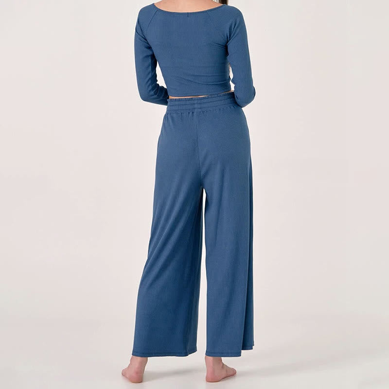 Olivenorma Plain Color Casual High-Waist Relaxed Women's Yoga Pants - image 6