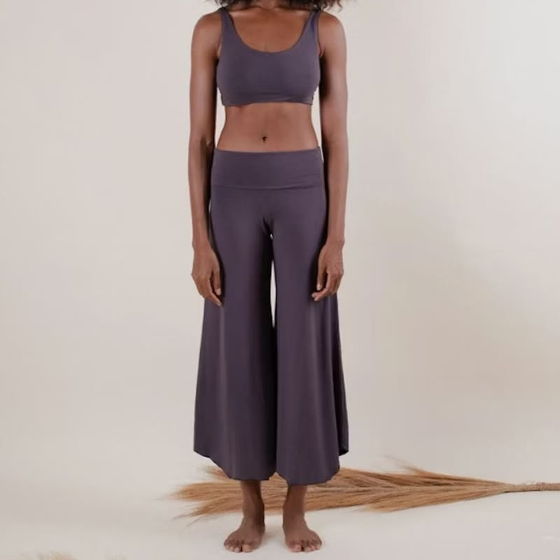 Olivenorma Plain Color High-Waist Yoga Cropped Women's Flare Pants - image 1