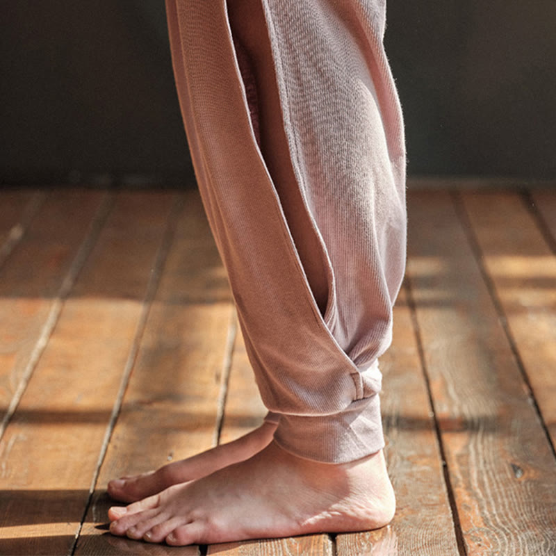 Olivenorma Plain Color Lantern Nylon Cuffed Women's  Yoga Pants with Pockets - image 8