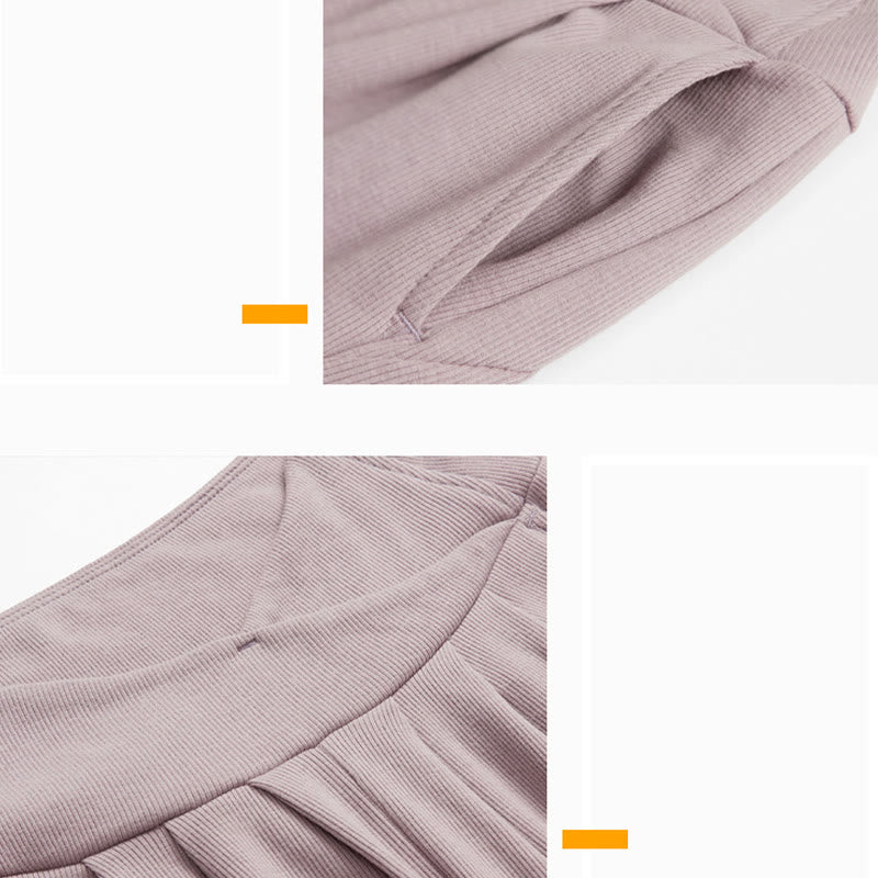 Olivenorma Plain Color Lantern Nylon Cuffed Women's  Yoga Pants with Pockets - image 10