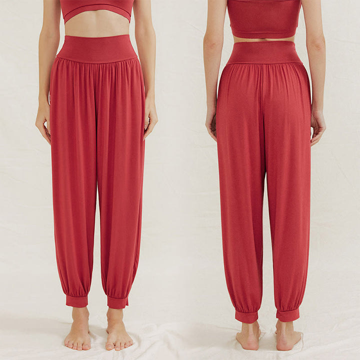 Olivenorma Plain Color Airflow Bloomers  Women's Yoga Pants with Pockets - Red - L - image 15