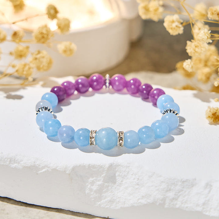 Olivenorma "Tide & Bloom" Aquamarine & Lepidolite Calm Bracelet - Natural Stone - image 0