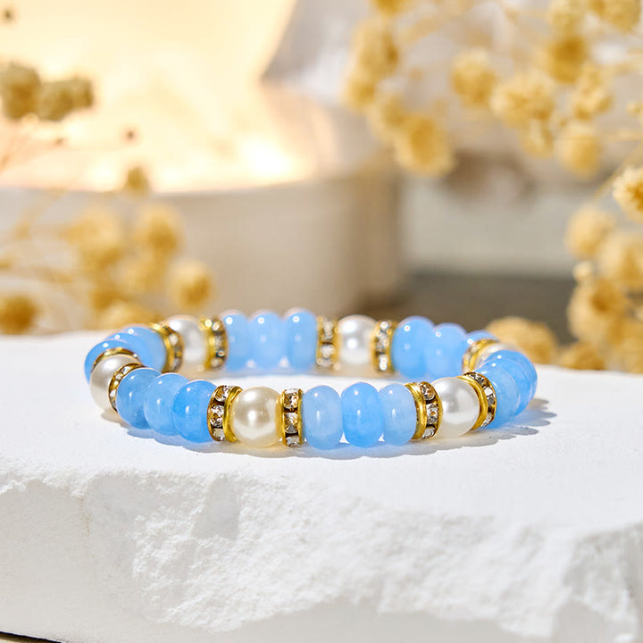 Olivenorma "​​Ocean Calm" Aquamarine & Pearl Inner-Peace Bracelet - image 4