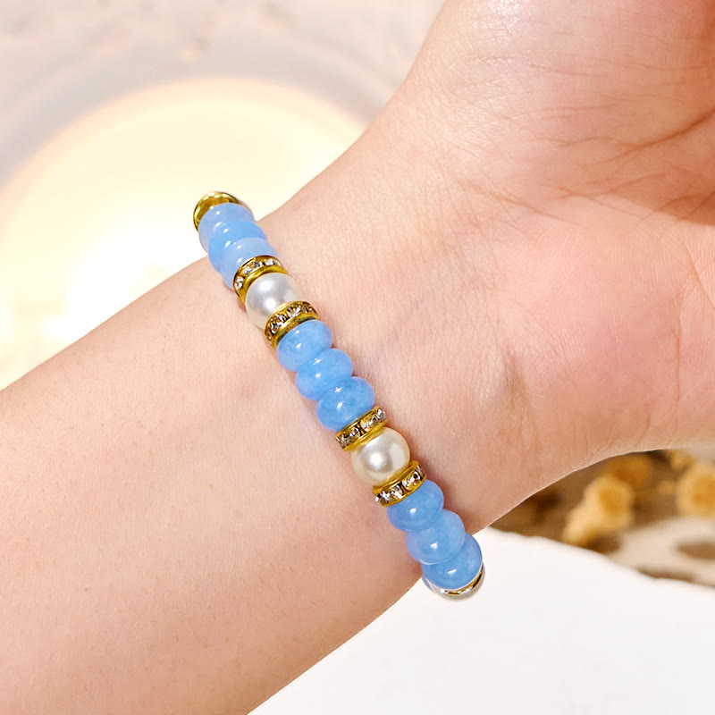 Olivenorma "​​Ocean Calm" Aquamarine & Pearl Inner-Peace Bracelet - image 1