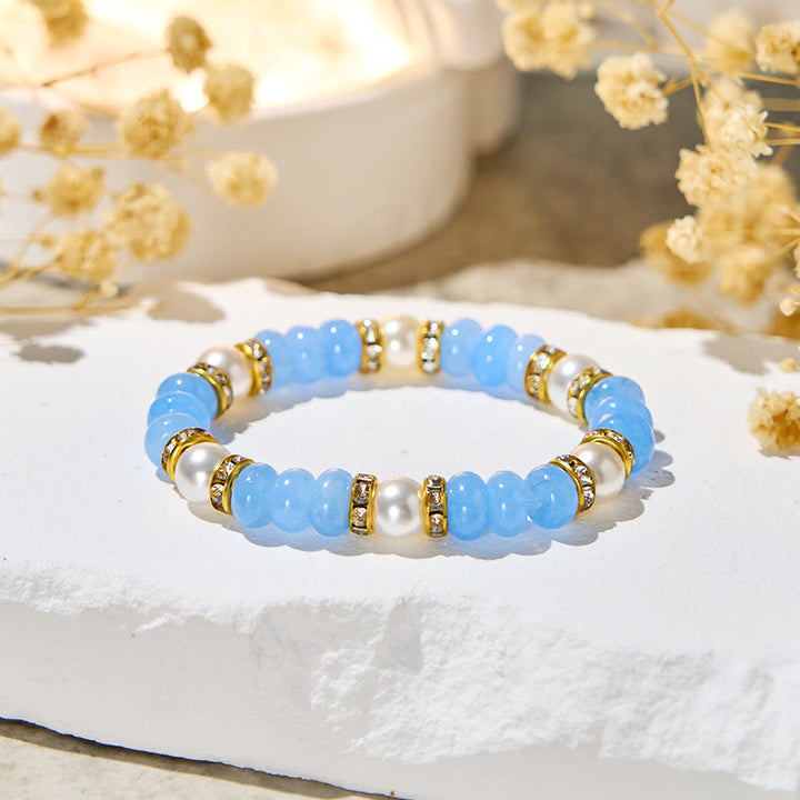 Olivenorma "​​Ocean Calm" Aquamarine & Pearl Inner-Peace Bracelet - Natural Stone - image 0