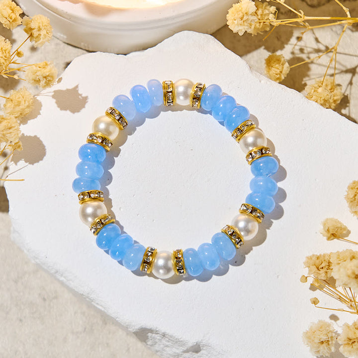 Olivenorma "​​Ocean Calm" Aquamarine & Pearl Inner-Peace Bracelet - image 3