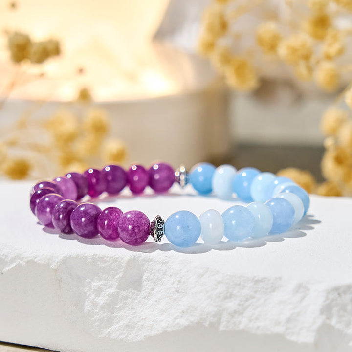 Olivenorma "​​Luna Mist" Aquamarine & Amethyst Emotional Balance Bracelet - Natural Stone - image 0