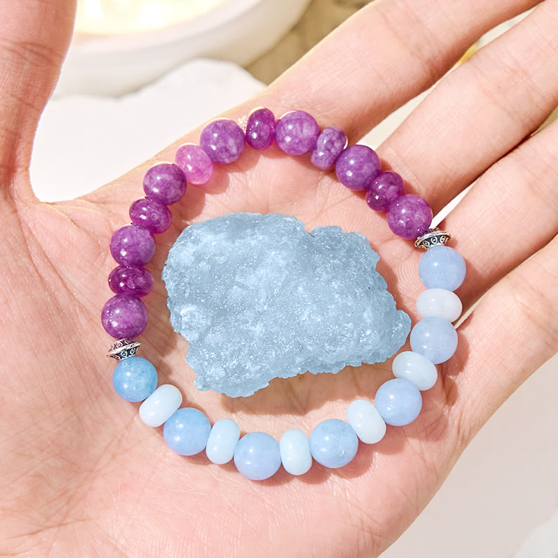Olivenorma "​​Luna Mist" Aquamarine & Amethyst Emotional Balance Bracelet - image 1