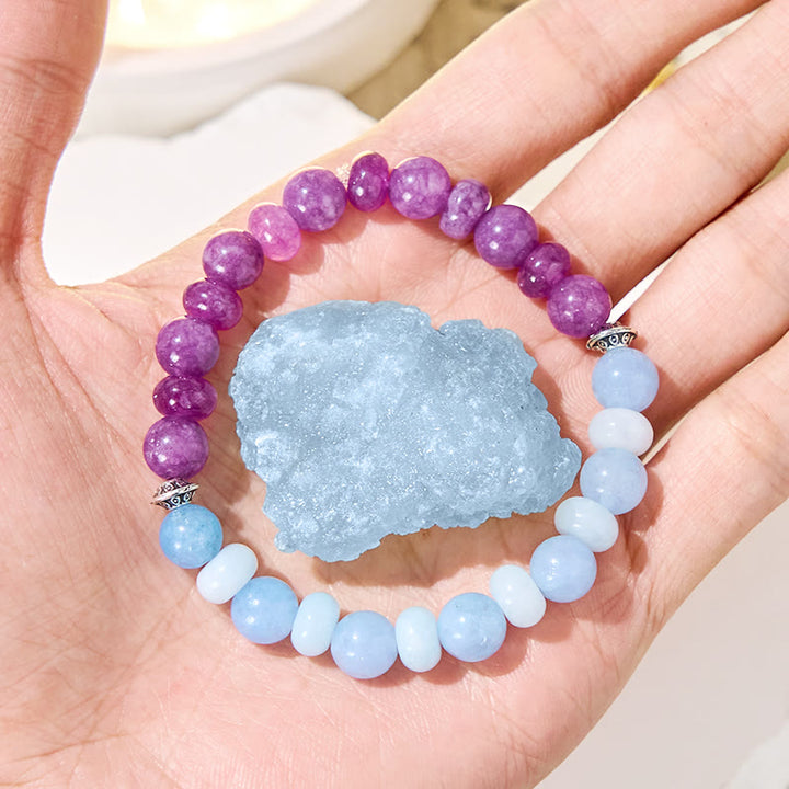 Olivenorma "​​Luna Mist" Aquamarine & Amethyst Emotional Balance Bracelet - image 1