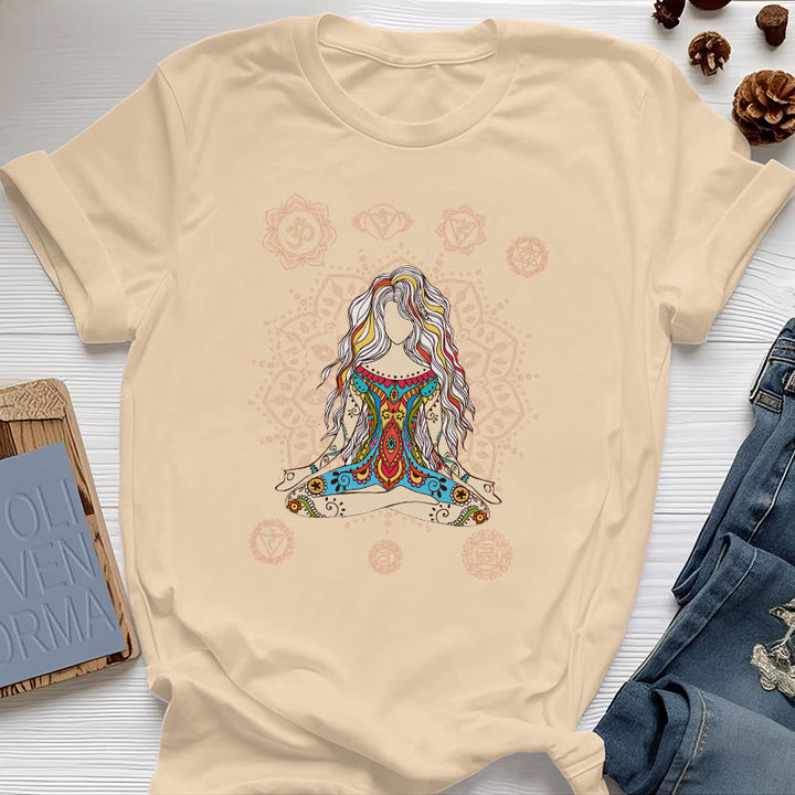 Olivenorma Meditating Goddess Cotton T-Shirt - Yellow - 2XL - image 8
