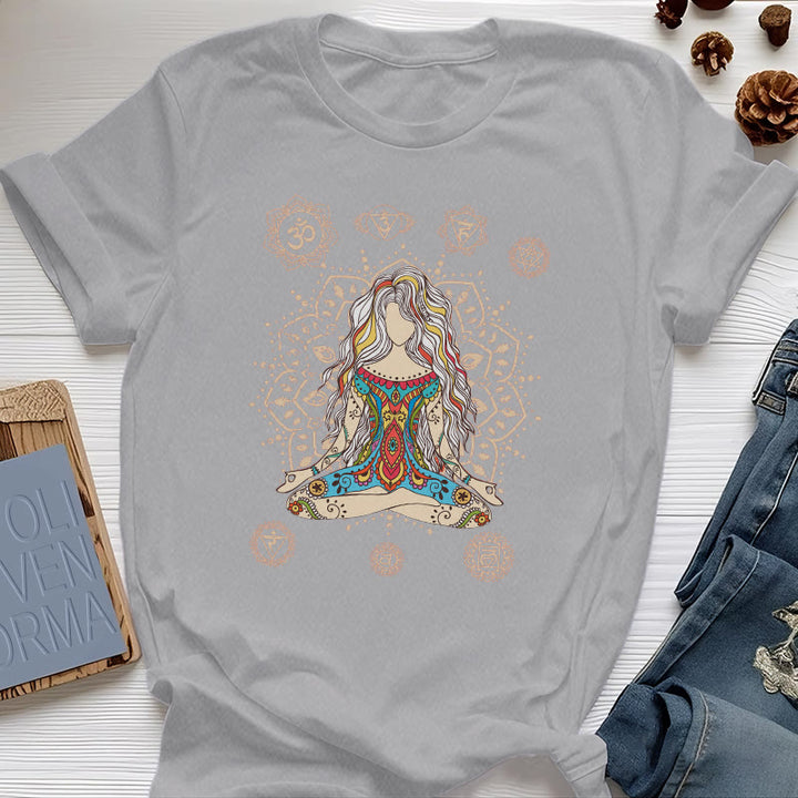 Olivenorma Meditating Goddess Cotton T-Shirt - Gray - 2XL - image 3