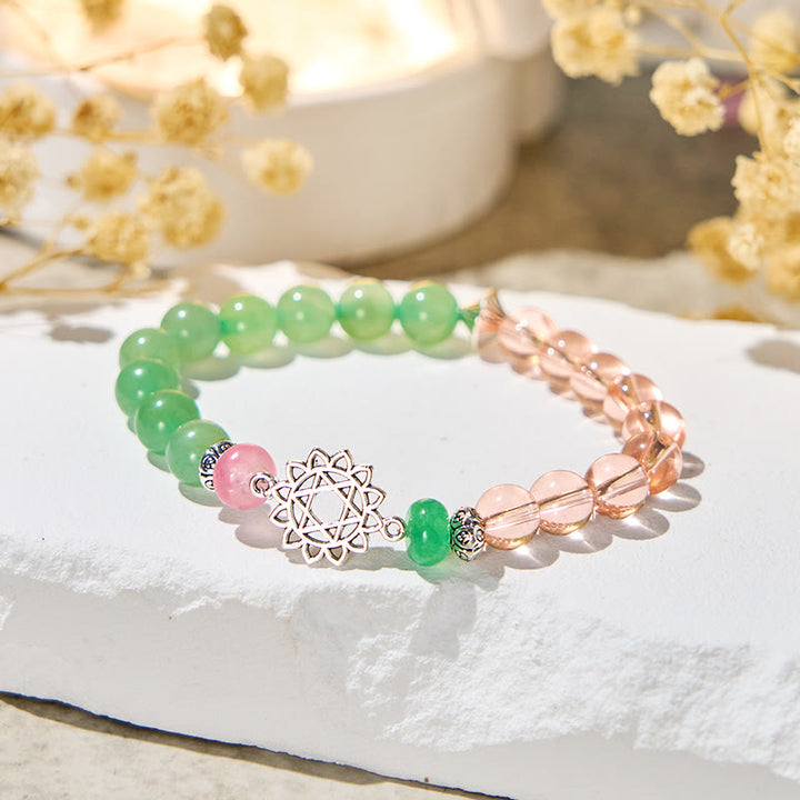Olivenorma "Anahata Alchemy" ​​Green Aventurine & Rose Quartz​​​​ Harmony Bracelet - Natural Stone - image 0