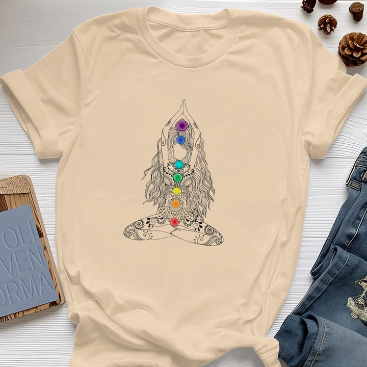 Olivenorma Chakra Meditation Cotton T-Shirt - Yellow - 2XL - image 8