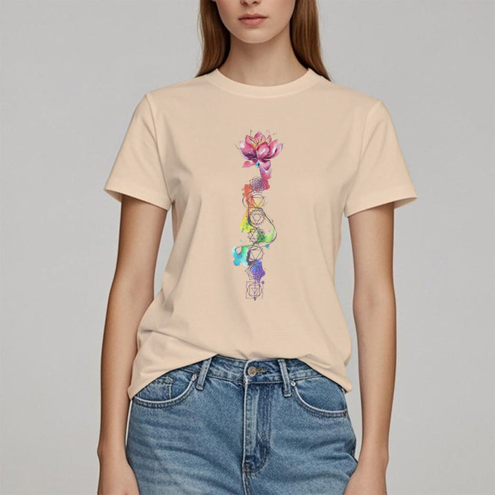 Olivenorma Lotus Chakra Energy Watercolor Print T-Shirt - image 1