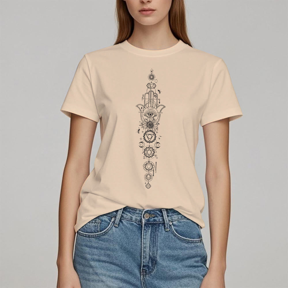 Olivenorma Hamsa Evil Eye Chakra Protection Meditation T-Shirt - image 12