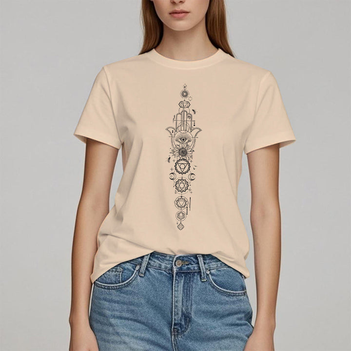 Olivenorma Hamsa Evil Eye Chakra Protection Meditation T-Shirt - image 12