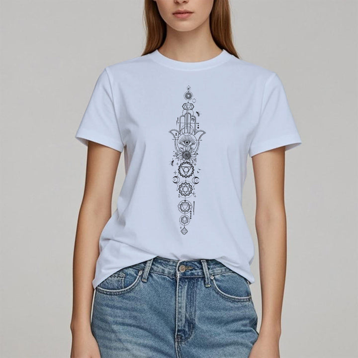 Olivenorma Hamsa Evil Eye Chakra Protection Meditation T-Shirt - image 19
