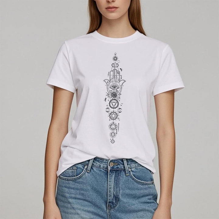Olivenorma Hamsa Evil Eye Chakra Protection Meditation T-Shirt - image 6