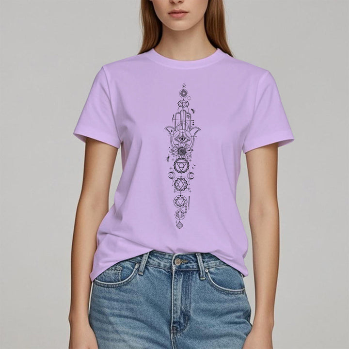 Olivenorma Hamsa Evil Eye Chakra Protection Meditation T-Shirt - image 17