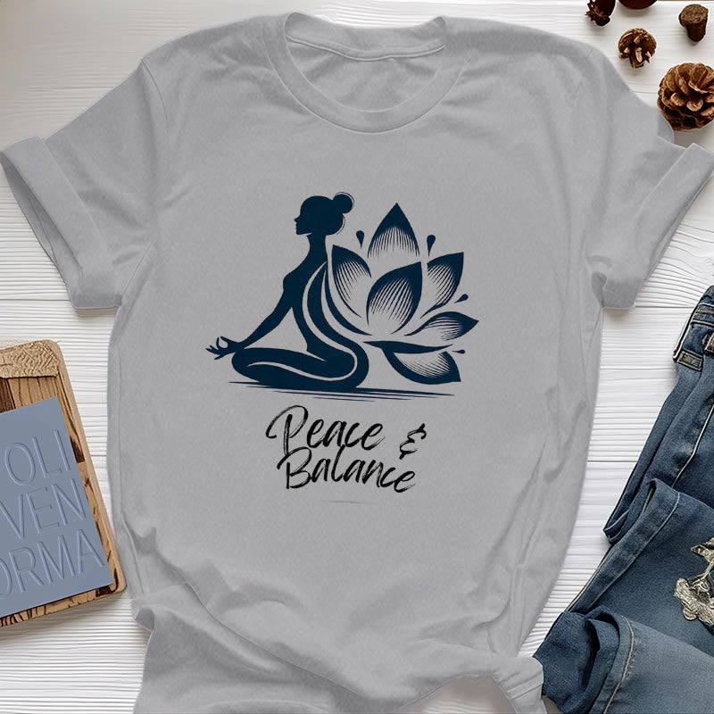 Olivenorma Peace & Balance Yoga Meditation Women T-Shirt - Gray - 2XL - image 5