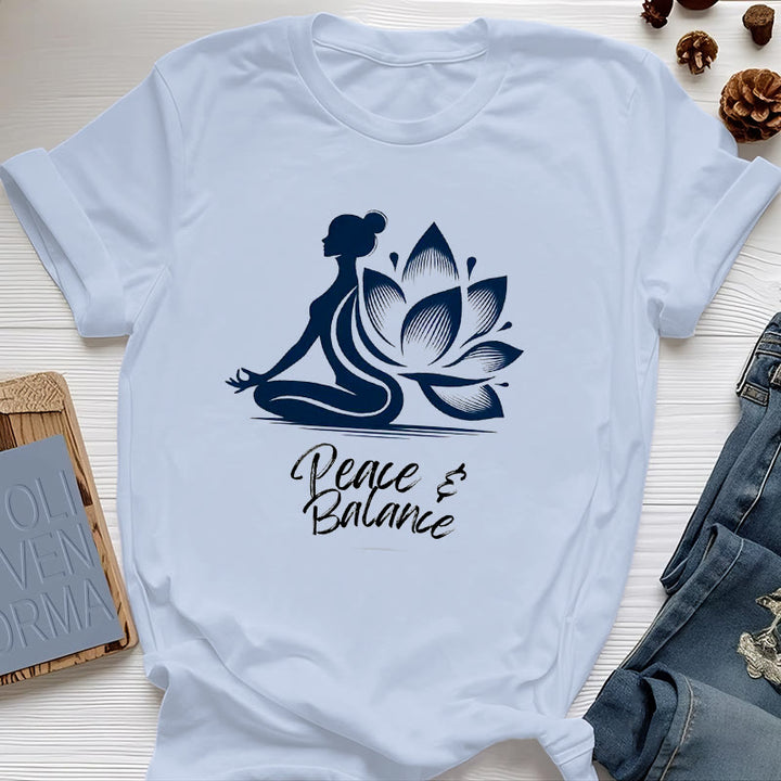 Olivenorma Peace & Balance Yoga Meditation Women T-Shirt - Blue - 2XL - image 10