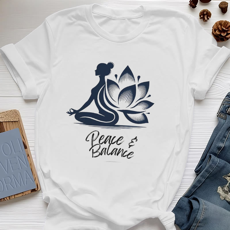 Olivenorma Peace & Balance Yoga Meditation Women T-Shirt - White - 2XL - image 0