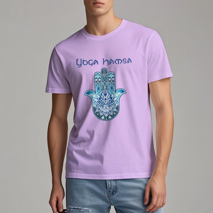 Olivenorma Blue Yoga Hamsa Print Comfort T-Shirt - image 25