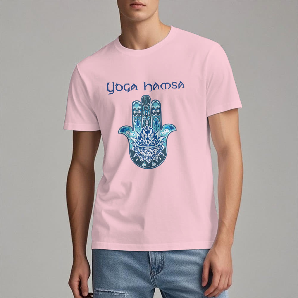 Olivenorma Blue Yoga Hamsa Print Comfort T-Shirt - image 22