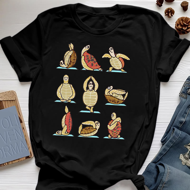 Olivenorma Yoga Turtle T-Shirt - Black - 2XL - image 8