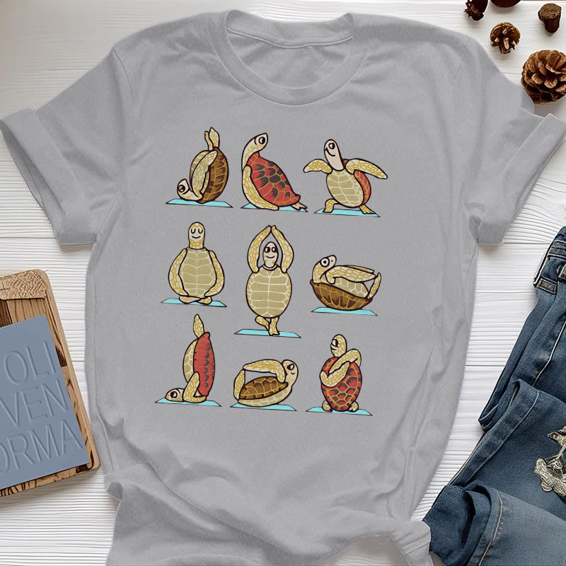Olivenorma Yoga Turtle T-Shirt - Gray - 2XL - image 0