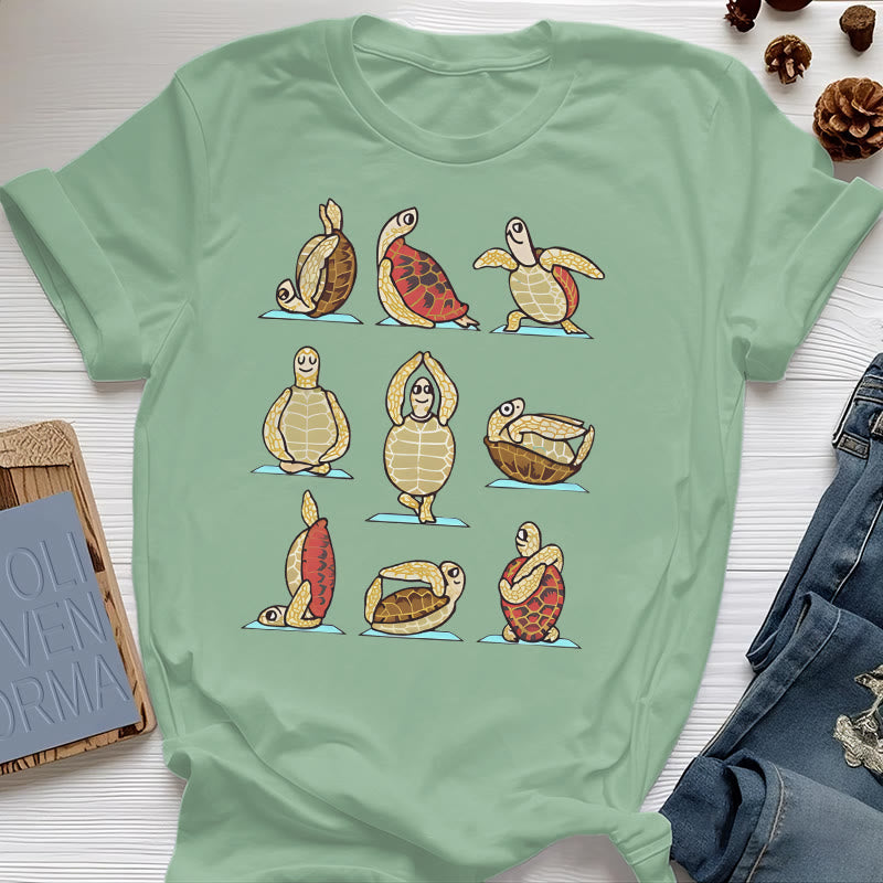 Olivenorma Yoga Turtle T-Shirt - Light Green - 2XL - image 10