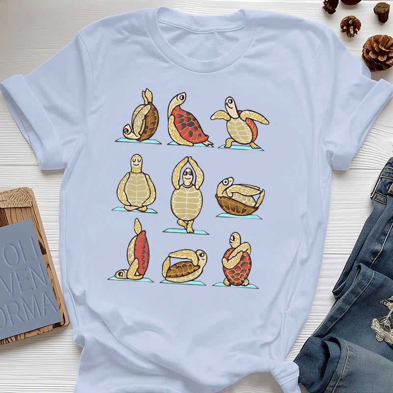Olivenorma Yoga Turtle T-Shirt - Blue - 2XL - image 12