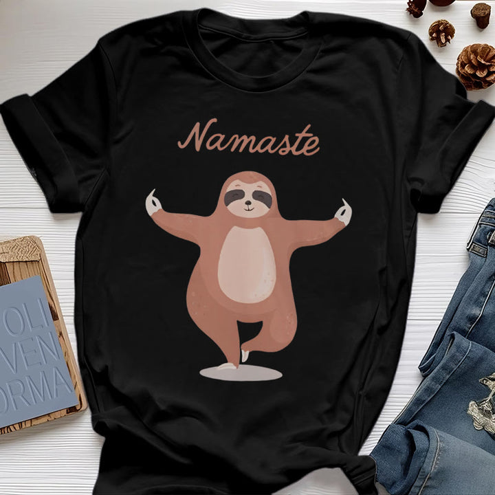 Olivenorma Yoga Sloth Quote Namaste T-Shirt - Black - 2XL - image 7