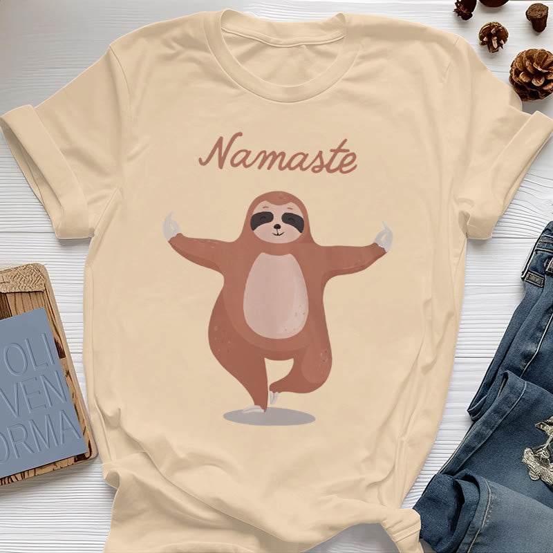 Olivenorma Yoga Sloth Quote Namaste T-Shirt - Yellow - 2XL - image 10