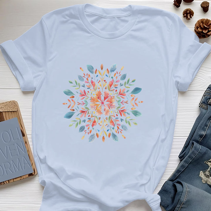 Olivenorma Mandala Floral Spring T-Shirt - Blue - 2XL - image 9