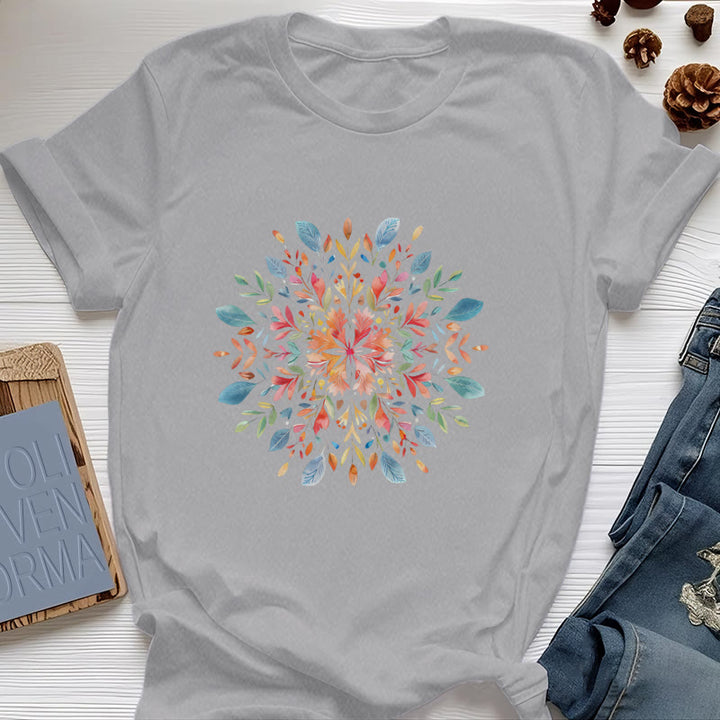 Olivenorma Mandala Floral Spring T-Shirt - Gray - 2XL - image 5