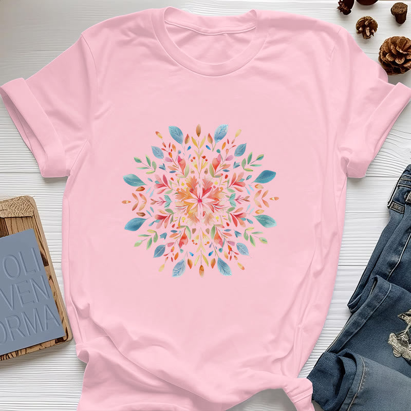 Olivenorma Mandala Floral Spring T-Shirt - Pink - 2XL - image 11