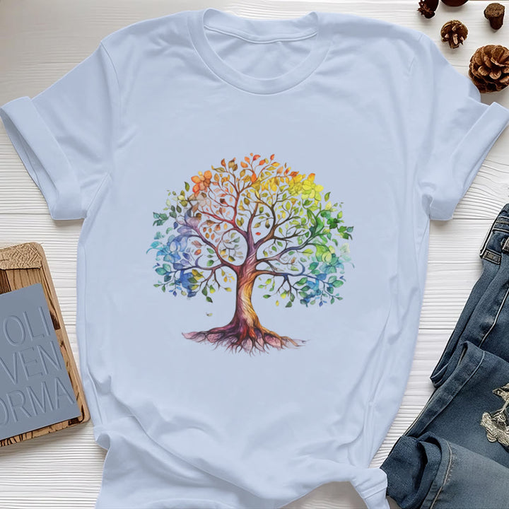 Olivenorma Chakra Colorful Tree of Life T-Shirt - Blue - 2XL - image 10
