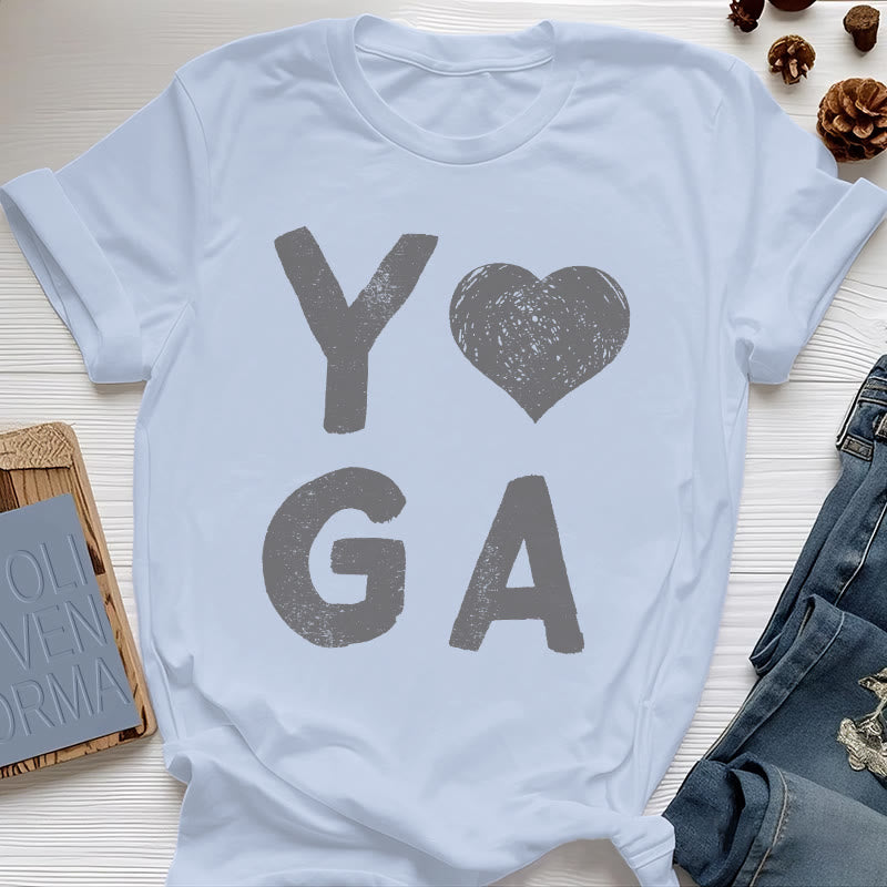 Olivenorma Yoga Heart Print T-Shirt - Blue - 2XL - image 14