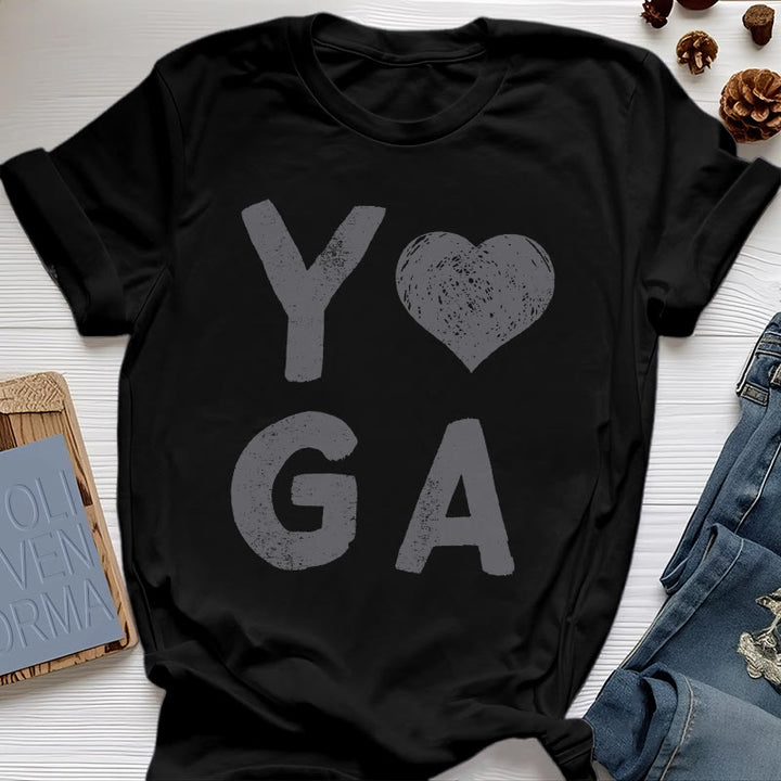 Olivenorma Yoga Heart Print T-Shirt - Black - 2XL - image 5